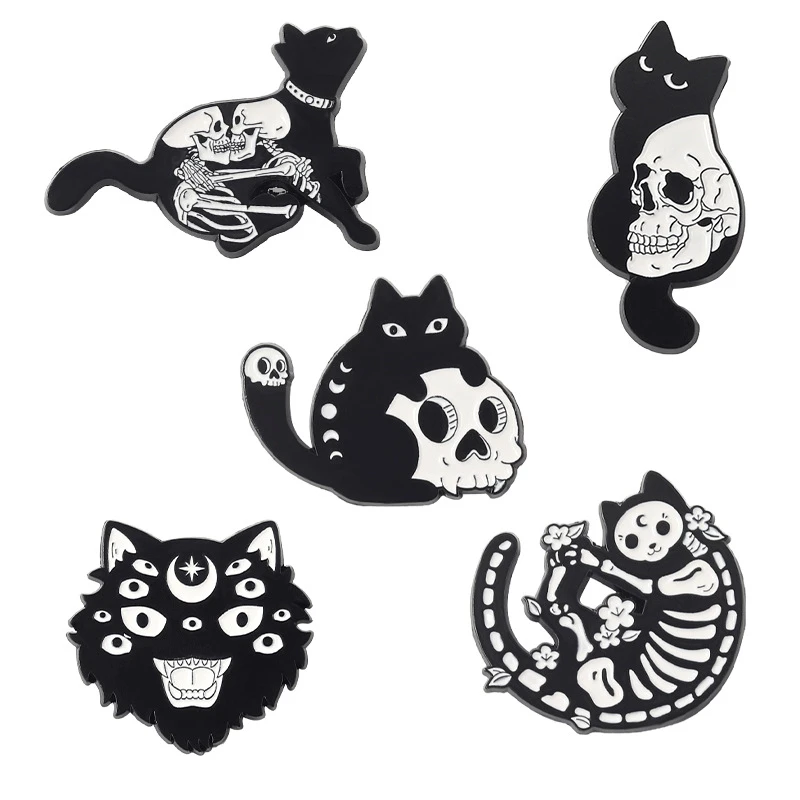 Punk Skeleton Enamel Pins Gothic Cat Badge Brooch Black White Skull Potions Brooches Skull Moth Funny all- match Fashion Brooch
Punk Skeleton Enamel Pins Gothic Cat Badge Brooch Black White Skull Potions Brooches Skull Moth Funny all- match Fashion Brooch