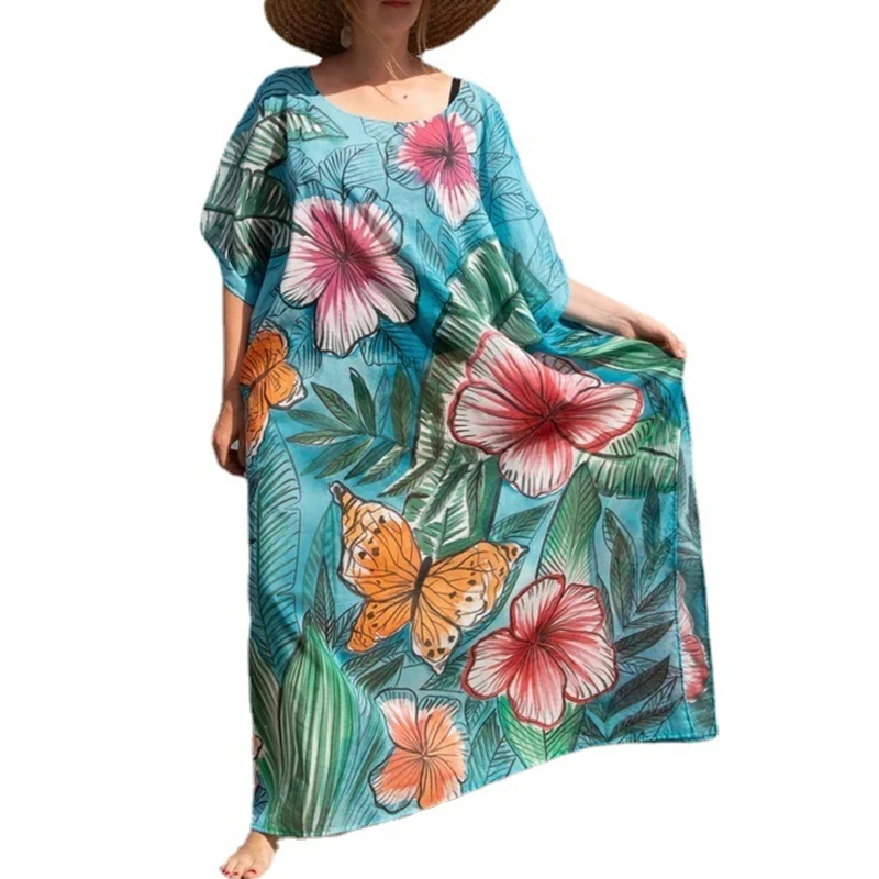 Elegant Flower Print Bikinis Cover Up Sun Protection Beach Dress Beach Cover Up Dress Summer Loose Dress for Women Girls
Elegant Flower Print Bikinis Cover Up Sun Protection Beach Dress Beach Cover Up Dress Summer Loose Dress for Women Girls
