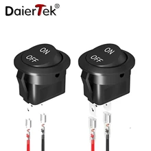 DaierTek 2PCS Round KCD1 Rocker Switch 12V ON Off MINI Toggle Switch 2 Pin SPST 10A/125V 20MM with Wire for Auto Car Marine Boat