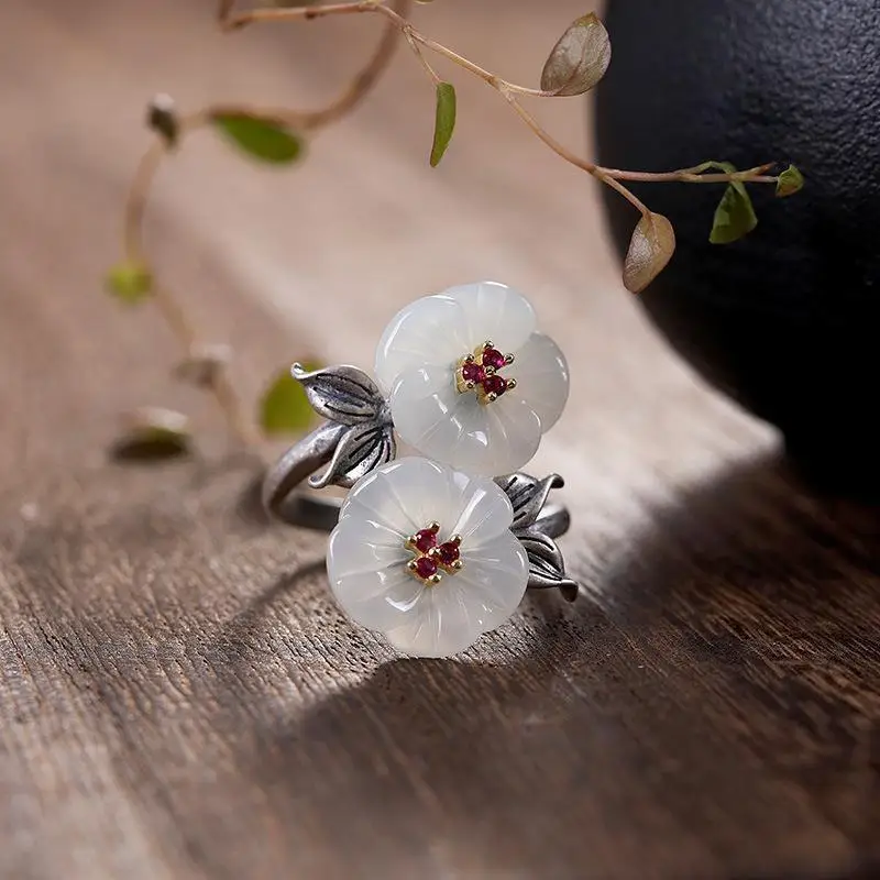 Classical Style S925 Sterling Silver Inlaid Hetian Jade Ancient Style Flower Lady Ring Rings Exquisite Gift Elegant Bracelet
Classical Style S925 Sterling Silver Inlaid Hetian Jade Ancient Style Flower Lady Ring Rings Exquisite Gift Elegant Bracelet