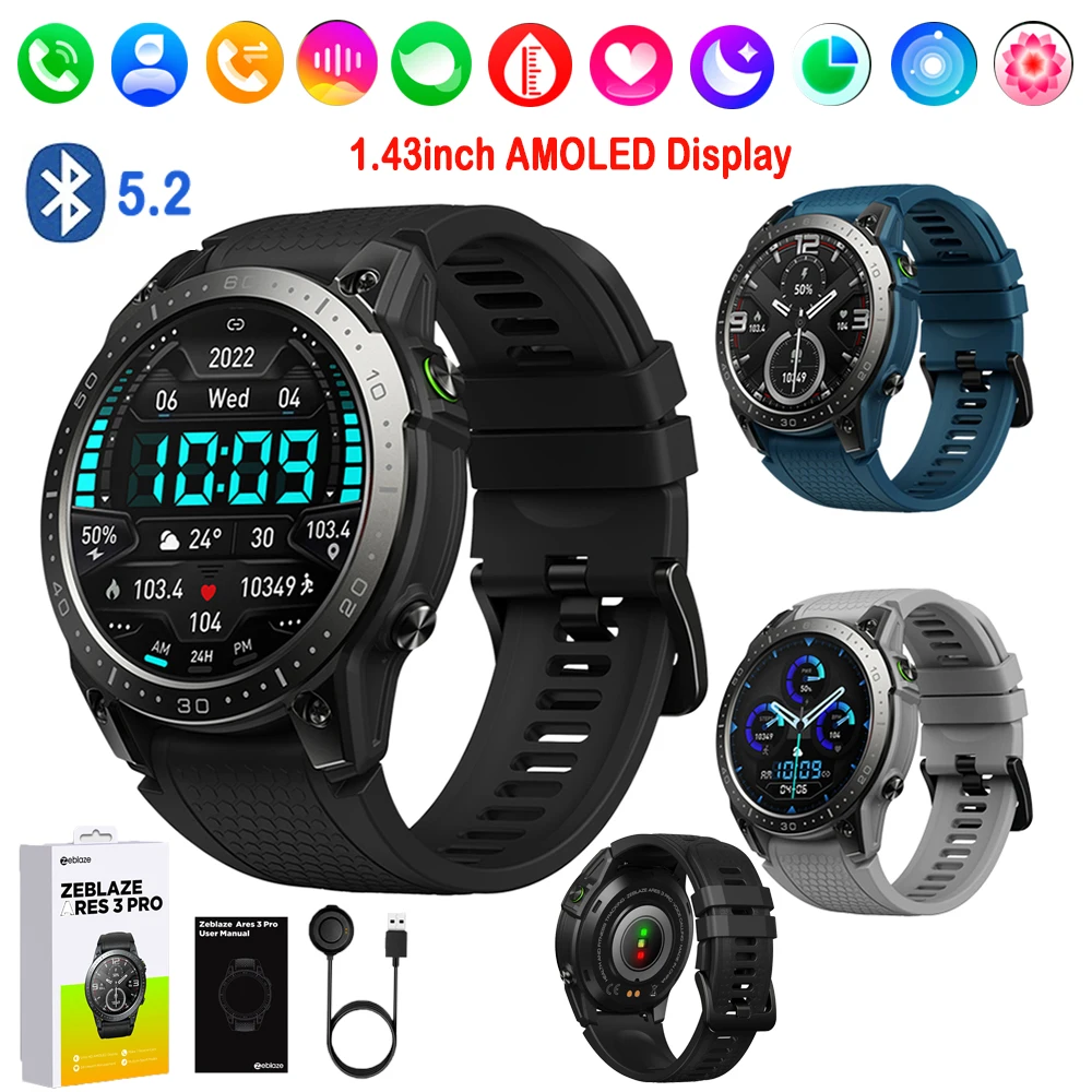 Смарт-часы Zeblaze Ares 3 Pro, HD AMOLED дисплей, спортивные часы, Bluetooth, голосовые вызовы, 100 + спортивные режимы, монитор здоровья
Смарт-часы Zeblaze Ares 3 Pro, HD AMOLED дисплей, спортивные часы, Bluetooth, голосовые вызовы, 100 + спортивные режимы, монитор здоровья
