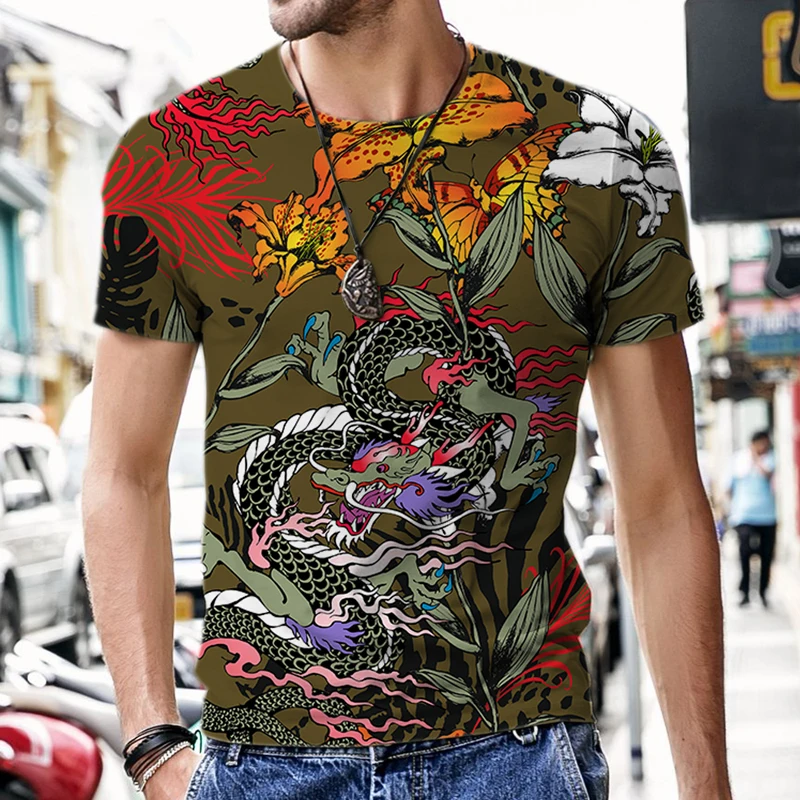 2022 Men T-Shirt 2021 Summer 3D Dragon totem pattern Top Tees Fashion O--Neck Short Sleeve Casual Loose Men Shirts Streetwear
2022 Men T-Shirt 2021 Summer 3D Dragon totem pattern Top Tees Fashion O--Neck Short Sleeve Casual Loose Men Shirts Streetwear
