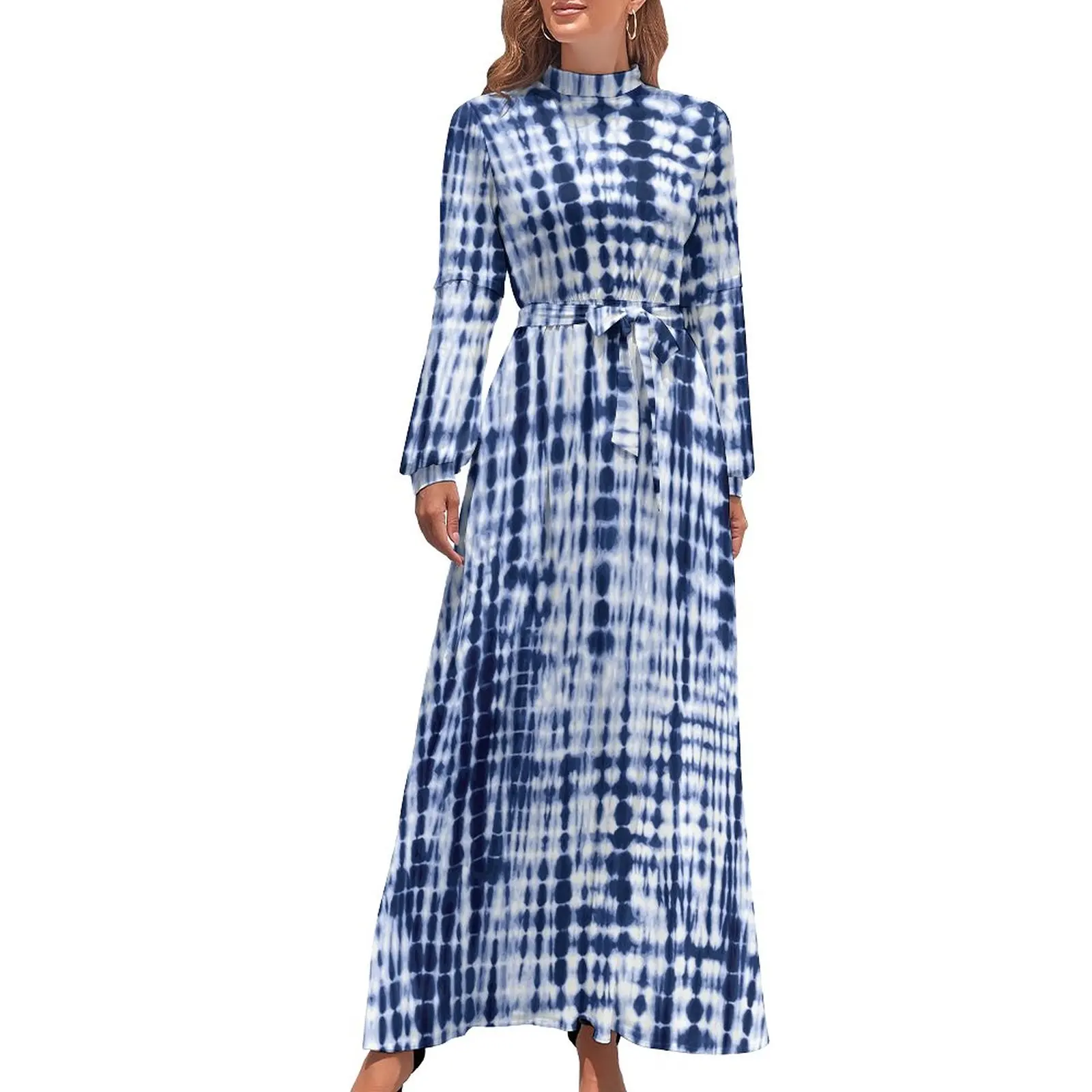 Blue Tie Dye Dress Vintage Print Street Wear Beach Dresses Women Long Sleeve High Neck Sexy Long Maxi Dress
Blue Tie Dye Dress Vintage Print Street Wear Beach Dresses Women Long Sleeve High Neck Sexy Long Maxi Dress