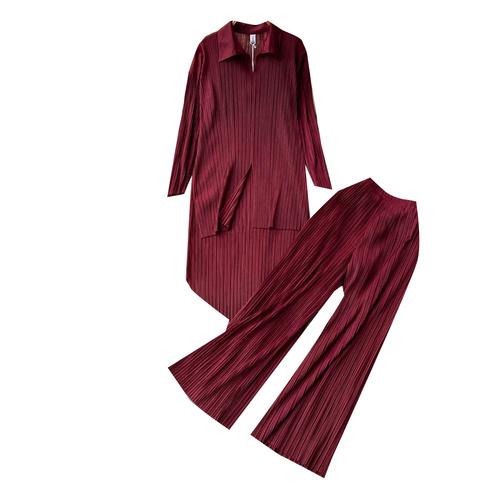 New Spring Autumn Women Sets High Quality Fashion Folds Irregular Long Shirt And Pleated Wide Leg Long Pants Two Piece Set
New Spring Autumn Women Sets High Quality Fashion Folds Irregular Long Shirt And Pleated Wide Leg Long Pants Two Piece Set