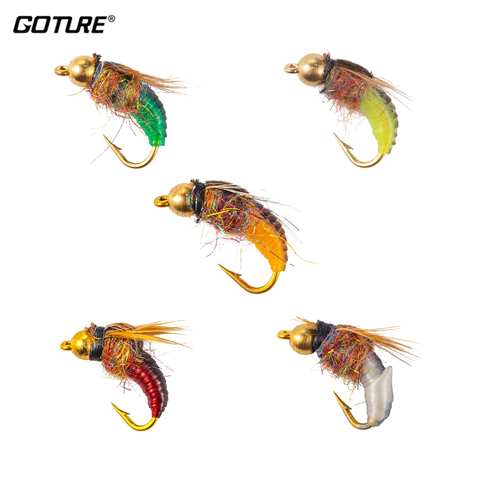 Goture Fishing Lure 5pcs Fly Insects Five-Color Ice Silk Copper Head Artificial Bait Hair Hook Trout Bass Dry Fly Fishing Lures
Goture Fishing Lure 5pcs Fly Insects Five-Color Ice Silk Copper Head Artificial Bait Hair Hook Trout Bass Dry Fly Fishing Lures