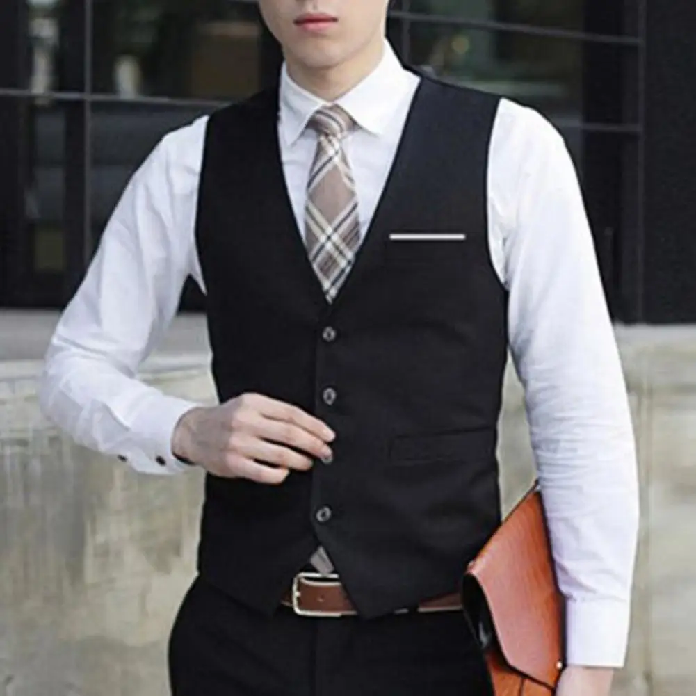 Men Vest Solid Color Single-breasted V Neck Formal Autumn Waistcoat For Wedding Male Waistcoat
Men Vest Solid Color Single-breasted V Neck Formal Autumn Waistcoat For Wedding Male Waistcoat