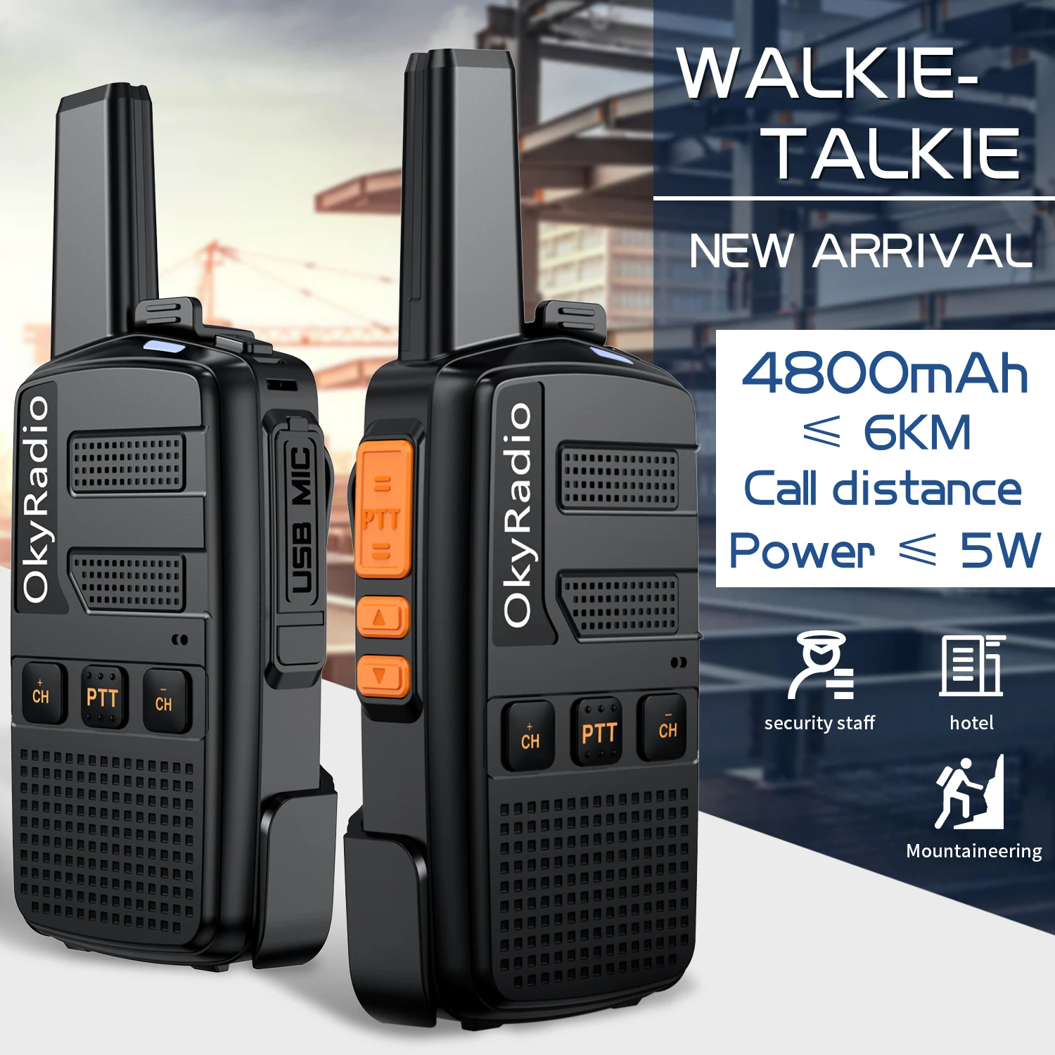 5w Power Work Walkie-talkie 6km Call 4800mAh Battery OkyRadio Portable Waterproof Walkie-talkie Strong Anti-drop Dropshipping
5w Power Work Walkie-talkie 6km Call 4800mAh Battery OkyRadio Portable Waterproof Walkie-talkie Strong Anti-drop Dropshipping