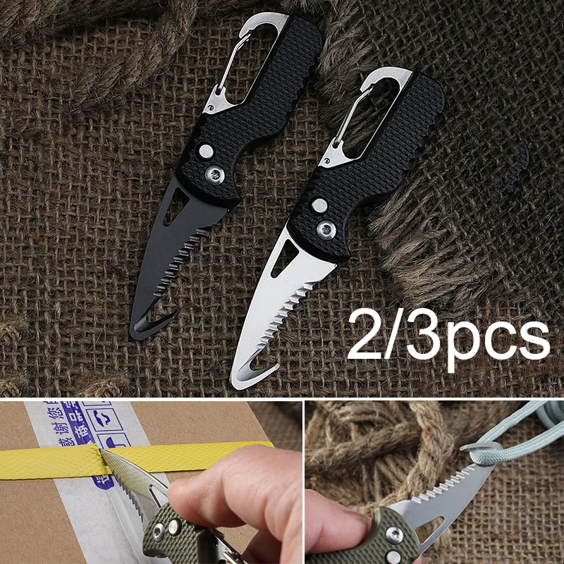 2/3pcs Multifunctional Folding Knife Set Small Keychain Knife Box Opener Serrated Hook Portable Keychain Emergency Survival Tool
2/3pcs Multifunctional Folding Knife Set Small Keychain Knife Box Opener Serrated Hook Portable Keychain Emergency Survival Tool