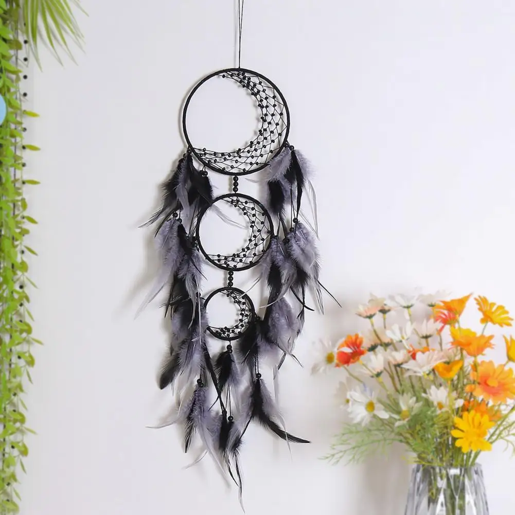 Moon Design Dreamcatcher Pendant Decorative Anti-fade Three-ring Feather Dream Catcher Home Decor
Moon Design Dreamcatcher Pendant Decorative Anti-fade Three-ring Feather Dream Catcher Home Decor