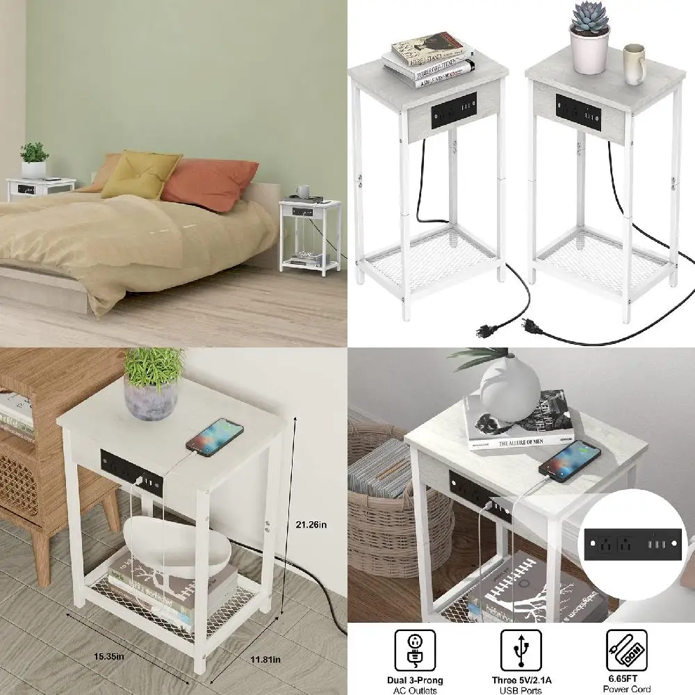 "2-Pack Stylish White End Tables with Charging Station - Home Decor and Office Organization Perfection"
"2-Pack Stylish White End Tables with Charging Station - Home Decor and Office Organization Perfection"
