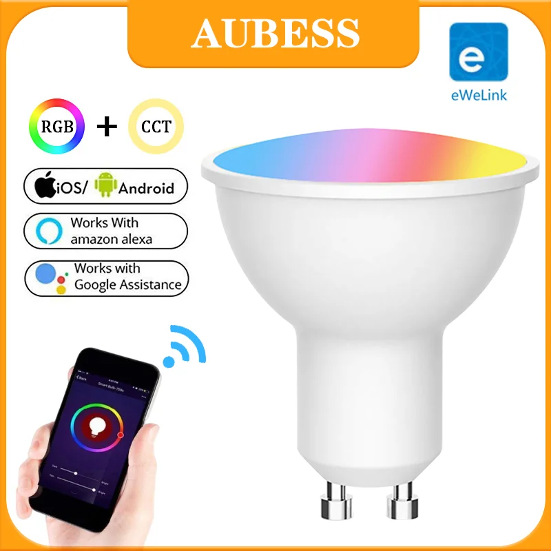Aubess 4W WiFi Smart Light Bulb GU10 LED Lamp Work With Alexa Google Home 220-240V RGB+CCT Dimmable Timer Function EWeLink APP
Aubess 4W WiFi Smart Light Bulb GU10 LED Lamp Work With Alexa Google Home 220-240V RGB+CCT Dimmable Timer Function EWeLink APP