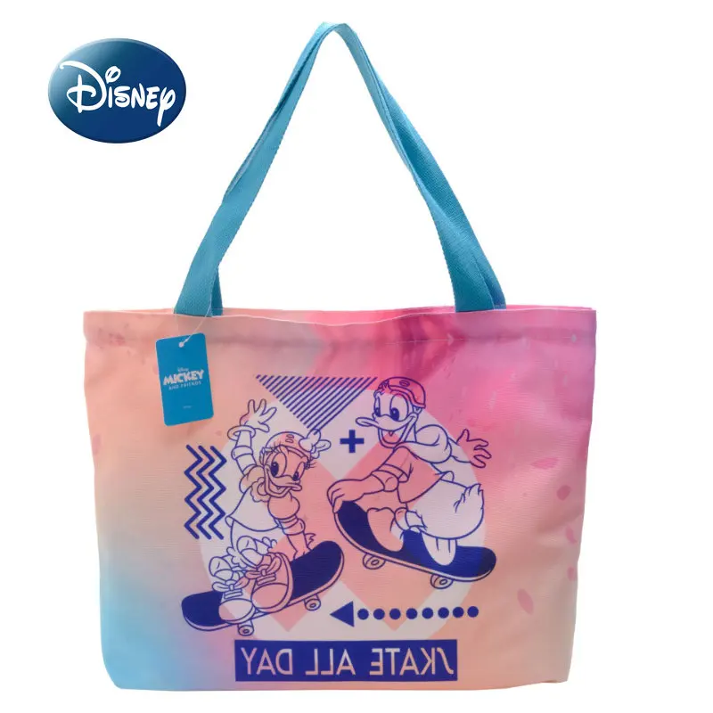 

Новая женская сумка Disney с Микки Маусом, модная дамская сумочка с мультяшным рисунком, модная Холщовая Сумка большой вместимости на одно пле...