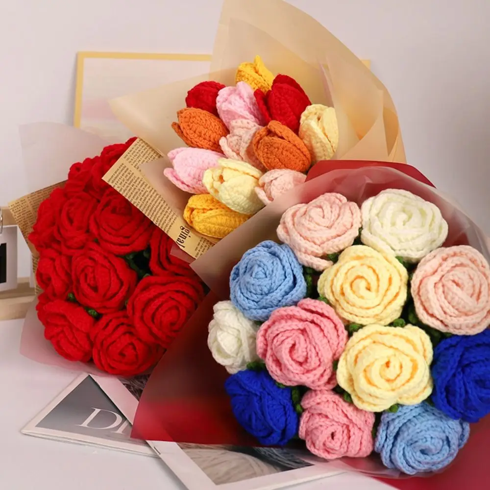 1Pcs Knit Flower Rose Tulips Fake Flowers Bouquet Wedding Decoration Hand-woven Home Table Decorate Creative Knitting Bouquet
1Pcs Knit Flower Rose Tulips Fake Flowers Bouquet Wedding Decoration Hand-woven Home Table Decorate Creative Knitting Bouquet
