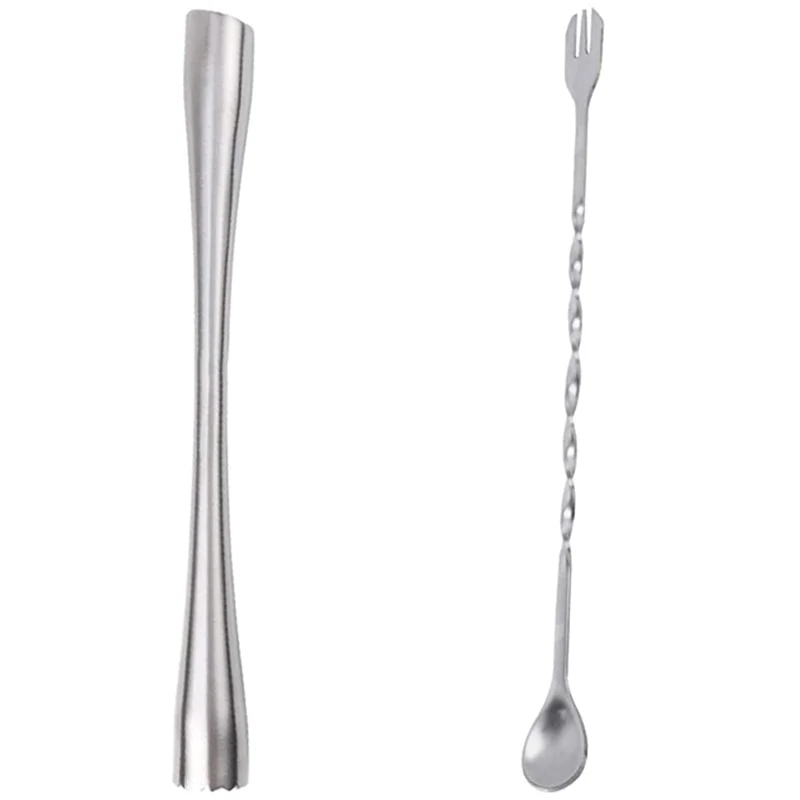 2 Pcs Stainless Steel Cocktail Muddler 10 Inch With Mixing Spoon, Muddler Bar Tool Set, Cocktail Bartender Muddler Tool
2 Pcs Stainless Steel Cocktail Muddler 10 Inch With Mixing Spoon, Muddler Bar Tool Set, Cocktail Bartender Muddler Tool