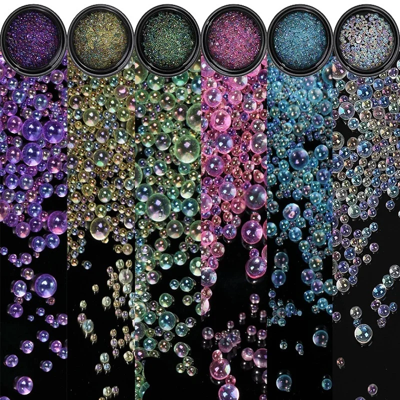

1Box Mix Size Aurora Transparent Multicolor Bubble Caviar Beads For Nail Sparkle Glass Crystal Rhinestones Korea Summer Nail픽시스톤