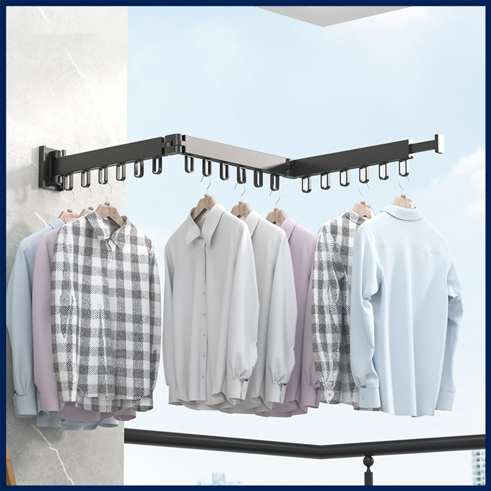 3 Folding Clothes Hanger Wall Mount Retractable Cloth Drying Rack Indoor/Outdoor Space Saving Aluminum Home Laundry Clothesline
3 Folding Clothes Hanger Wall Mount Retractable Cloth Drying Rack Indoor/Outdoor Space Saving Aluminum Home Laundry Clothesline