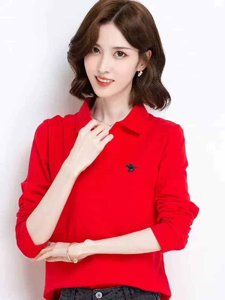 Autumn Women's High Quality Long-Sleeved Polos Shirt 95% Cotton Casual Lapel Horse Embroidery PoloT-Shirt TopsTees Clothing
Autumn Women's High Quality Long-Sleeved Polos Shirt 95% Cotton Casual Lapel Horse Embroidery PoloT-Shirt TopsTees Clothing