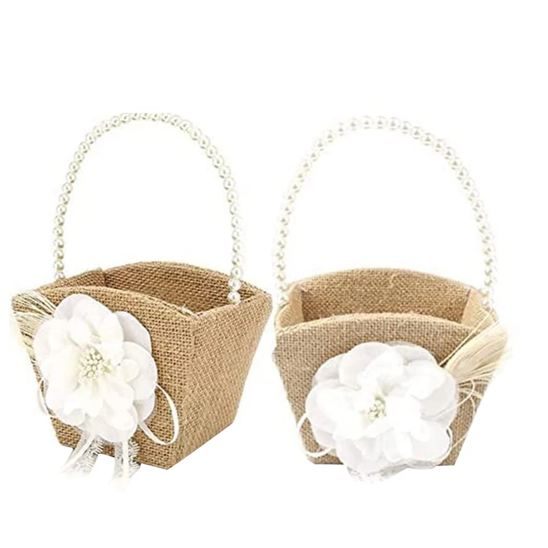 2 Pack Flower Girl Basket Rustic Burlap For Vintage Rustic Wedding Party Flower Basket With Pearl Handle
2 Pack Flower Girl Basket Rustic Burlap For Vintage Rustic Wedding Party Flower Basket With Pearl Handle