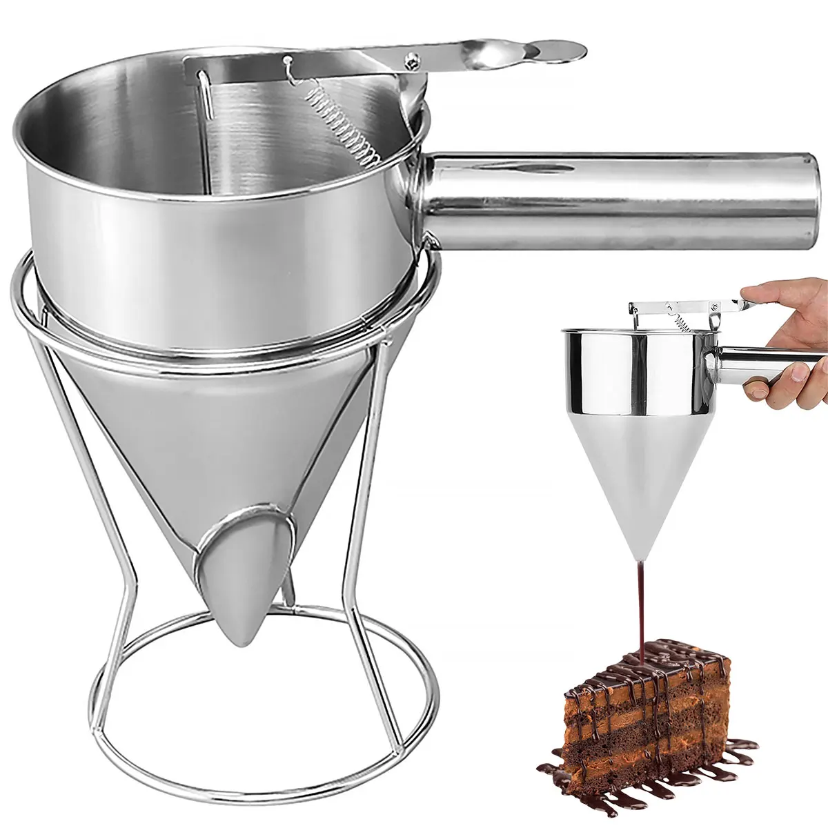 Stainless Steel Funnel Dispenser with Handle and Stopper Pancake Batter Maker Octopus Fish Ball Home Kitchen Baking Tools
Stainless Steel Funnel Dispenser with Handle and Stopper Pancake Batter Maker Octopus Fish Ball Home Kitchen Baking Tools