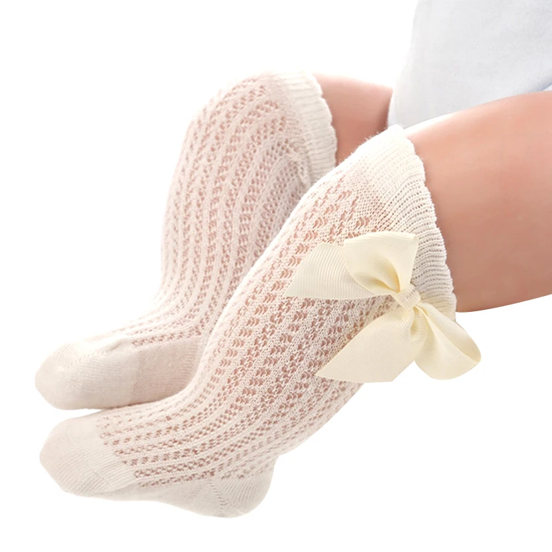 

Baby Girls Royal Style Bow Knee High Fishnet Socks Baby Toddler Bowknot In Tube Socks Kid Hollow Out Sock Sox 0-2Y