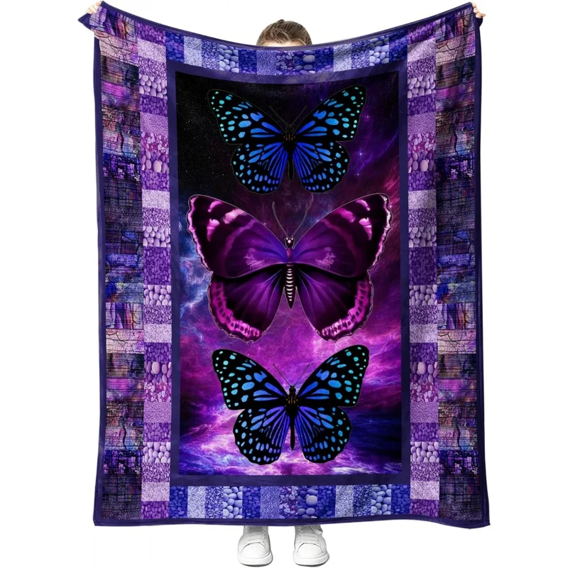 

Butterfly Blanket for Women Girls Ultra Soft Butterflies Blankets Warm Cozy Throw Blanket for Bed Couch 60x50inch Travel Blanket