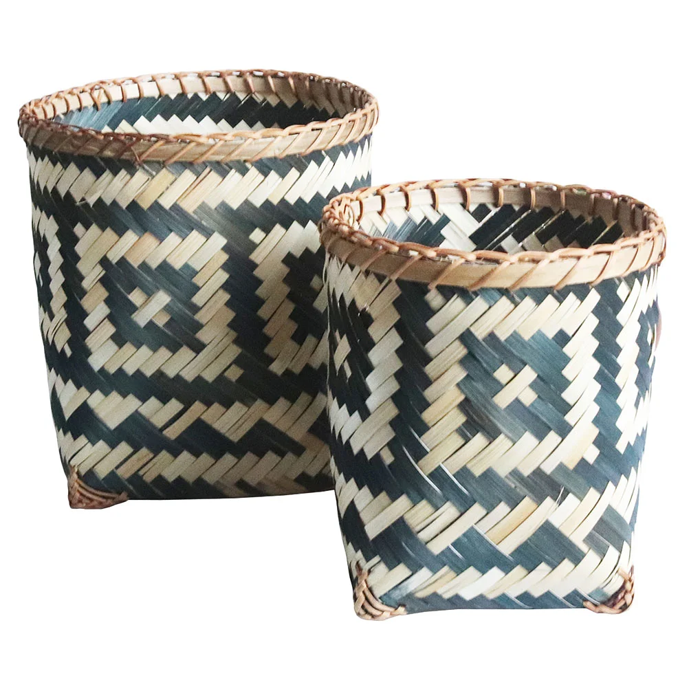 2Pcs Decorative Weaving Basket Woven Bamboo Basket Novelty Trash Can Bathroom Sundries Basket
2Pcs Decorative Weaving Basket Woven Bamboo Basket Novelty Trash Can Bathroom Sundries Basket
