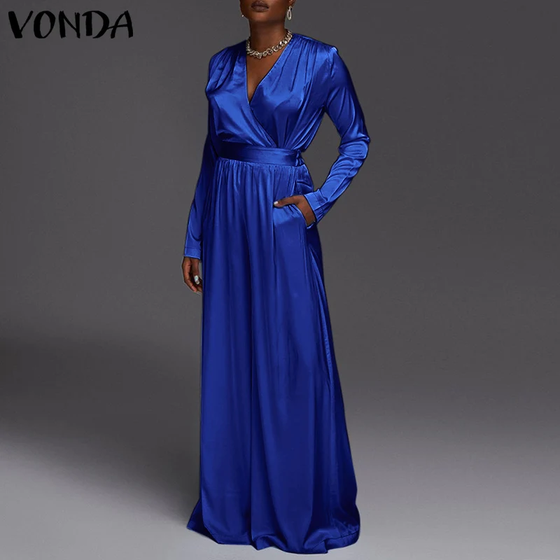 Elegant Women Wide Leg Jumpsuits 2022 VONDA Casual Palazzo Trousers Sexy Long Sleeve V Neck High Waist Overalls Dungarees Pants
Elegant Women Wide Leg Jumpsuits 2022 VONDA Casual Palazzo Trousers Sexy Long Sleeve V Neck High Waist Overalls Dungarees Pants