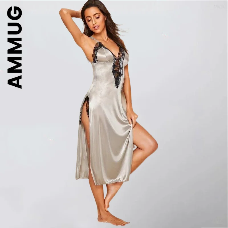 Ammug V-Neck Nightgown Women Sexy Lace Lingerie Satin Slip Silk Robe Sleepwear Negligee Bridal Babydoll Nightdress Nightwear
Ammug V-Neck Nightgown Women Sexy Lace Lingerie Satin Slip Silk Robe Sleepwear Negligee Bridal Babydoll Nightdress Nightwear