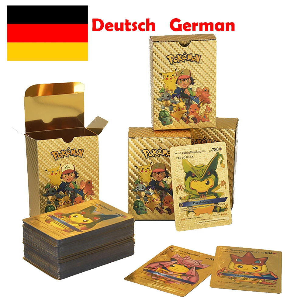 German Pokemon Cards Metal Gold Sliver Karten Deutsch Vmax GX Energy Charizar Pikachu Rare Collection Battle Trainer Card Gift
German Pokemon Cards Metal Gold Sliver Karten Deutsch Vmax GX Energy Charizar Pikachu Rare Collection Battle Trainer Card Gift
