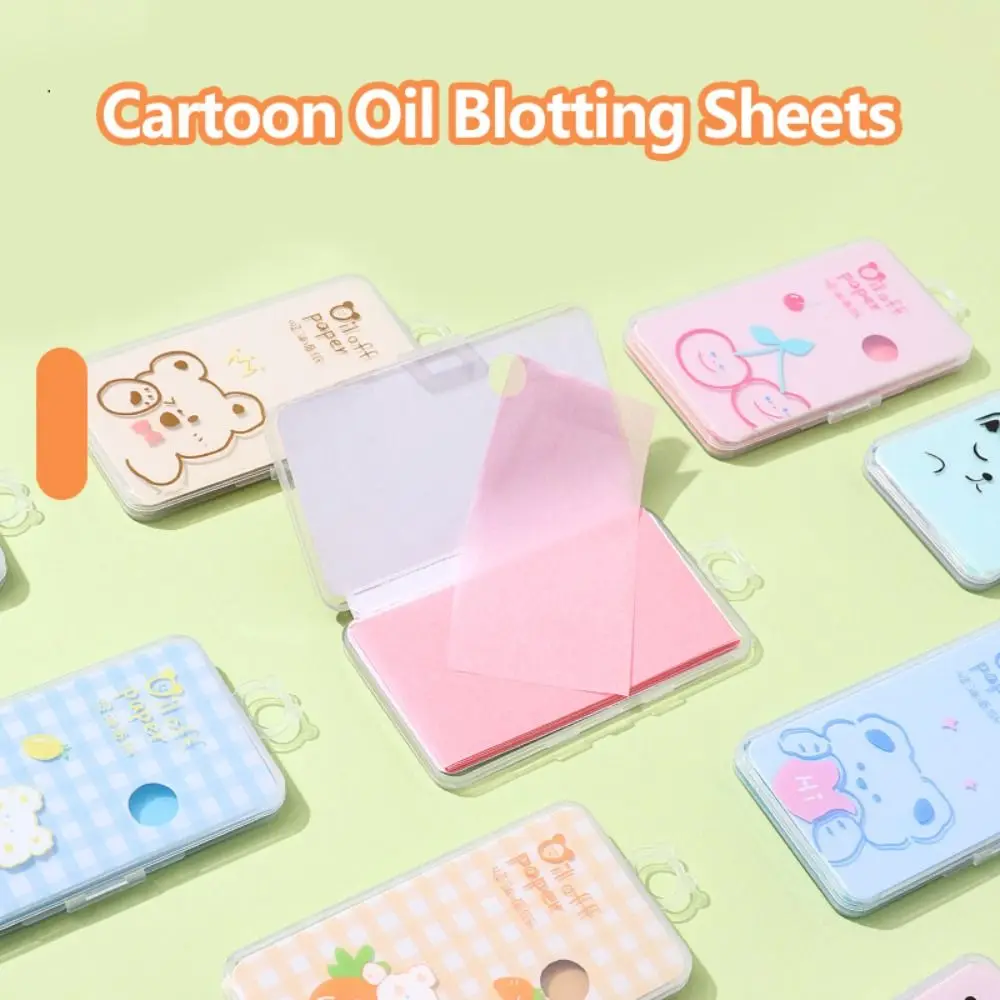 

80pcs Cartoon Facial Oil Blotting Sheets Paper PP Box Cleansing Control Absorbent Paper Beauty Makeup Facial Tools