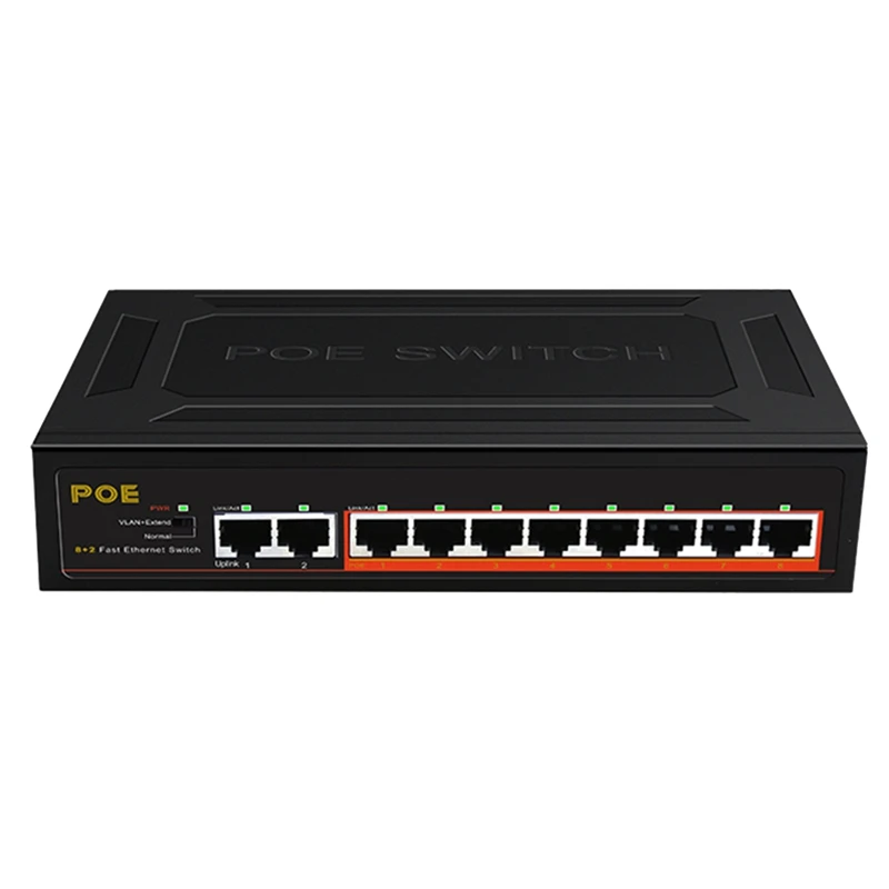JABS 10 Ports POE Switch 100Mbps Ethernet Smart Switch 8 PoE+2 UpLink Office Home Network Hub Adapter for IP Camera-EU Plug
JABS 10 Ports POE Switch 100Mbps Ethernet Smart Switch 8 PoE+2 UpLink Office Home Network Hub Adapter for IP Camera-EU Plug