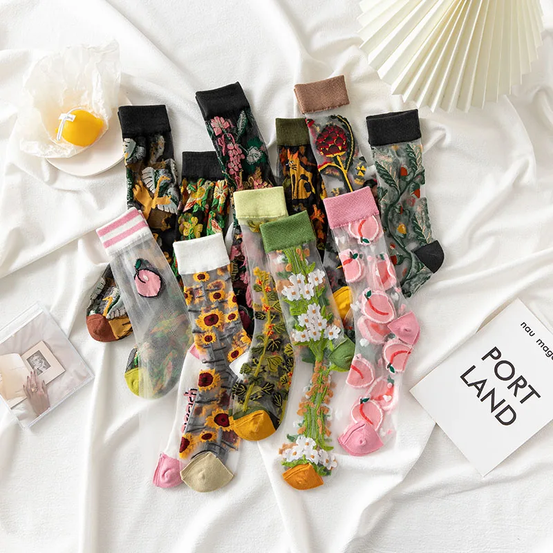 France Fresh Floral Art Funny Socks Transparent Abstract Design Lace Cute Socks Women Jacquard Sokken Skarpetki Calcetines Mujer
France Fresh Floral Art Funny Socks Transparent Abstract Design Lace Cute Socks Women Jacquard Sokken Skarpetki Calcetines Mujer