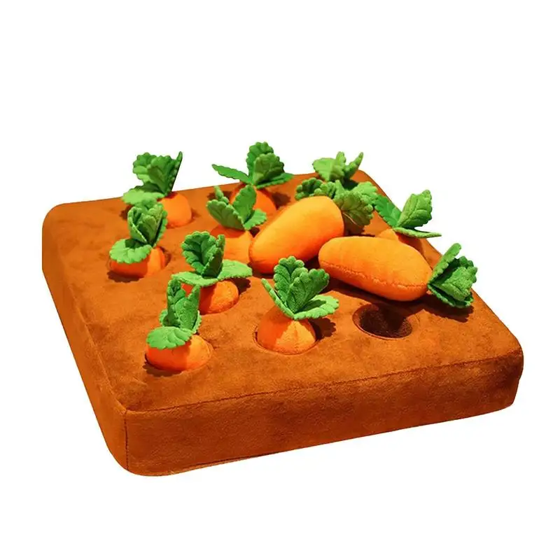 

Carrot Farm Dog Toy Interactive Hide And Seek Dog Feeding Mat 12 Squeaky Carrots Chewable Pet Plush Training Toys For Boredom