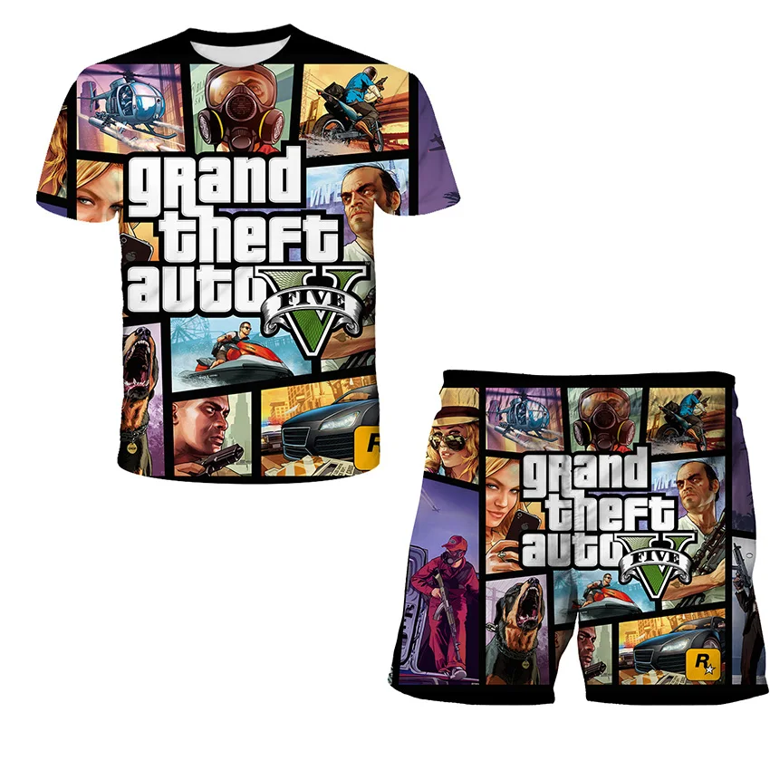 Summer 2022 Boys Clothing Set Grand Theft Auto 5 T-Shirt Pants 2-Piece Tracksuit 3 4 5 6 7 8 9 10 11 12 13-14 Years
Summer 2022 Boys Clothing Set Grand Theft Auto 5 T-Shirt Pants 2-Piece Tracksuit 3 4 5 6 7 8 9 10 11 12 13-14 Years