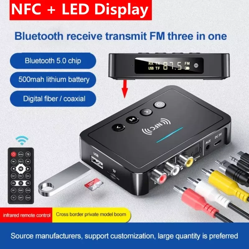 Bluetooth 5.0 Receiver Transmitter FM AUX 3.5mm Jack RCA Optical Stereo Wireless NFC Audio Adapter Mic For Car TV PC Headphone
Bluetooth 5.0 Receiver Transmitter FM AUX 3.5mm Jack RCA Optical Stereo Wireless NFC Audio Adapter Mic For Car TV PC Headphone
