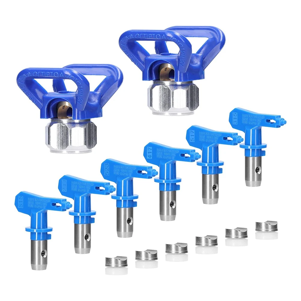 Spray Tips for Airless Sprayer, Reversible Airless Paint Sprayer Nozzle Tips 6Pc with 2Pc Nozzle Seats
Spray Tips for Airless Sprayer, Reversible Airless Paint Sprayer Nozzle Tips 6Pc with 2Pc Nozzle Seats