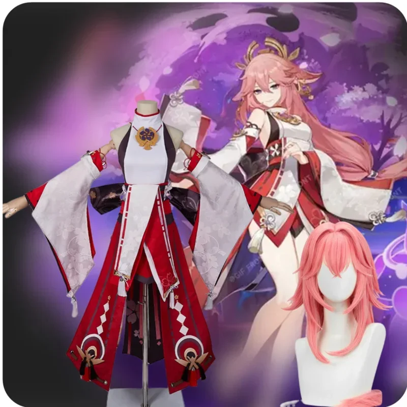 Genshin Impact Yae Miko Guuji Косплей Костюм Аниме Хэллоуин Женские Игры Униформа Платье