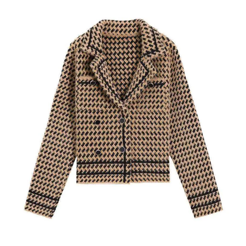 Women Vintage Houndstooth Korean Knitted Coat Fashion Turn-down Collar Harajuku Cardigan Jacket Autumn Winter Y2k Tops
Women Vintage Houndstooth Korean Knitted Coat Fashion Turn-down Collar Harajuku Cardigan Jacket Autumn Winter Y2k Tops