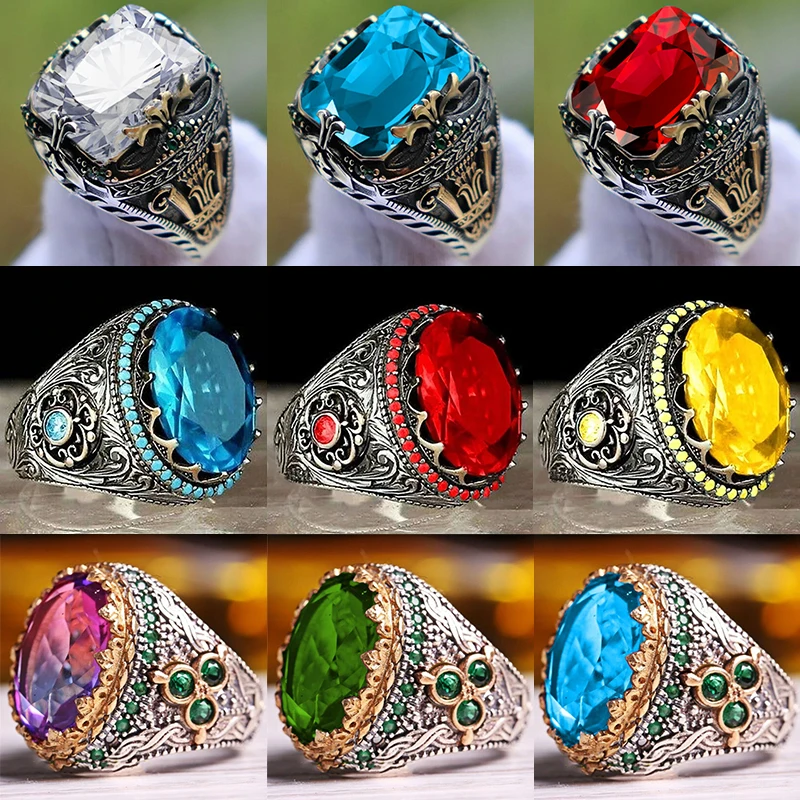 New Inlaid Crystal Men's Luxury Ring Personality Retro Big Gemstone Ring To Attend The Banquet Party Fashion Jewelry
New Inlaid Crystal Men's Luxury Ring Personality Retro Big Gemstone Ring To Attend The Banquet Party Fashion Jewelry