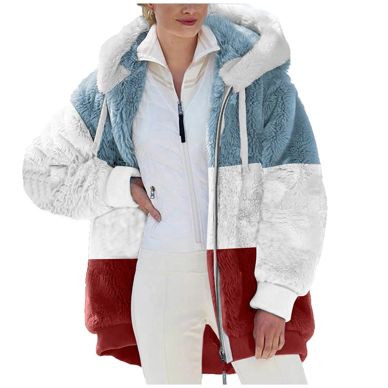 Women'S Fashion Plush Zipper Long Sleeve Stitching Warm Sweater Tops Coat Winter Teddy Bear Coat Warm Thickening Fleece Faux Fur
Women'S Fashion Plush Zipper Long Sleeve Stitching Warm Sweater Tops Coat Winter Teddy Bear Coat Warm Thickening Fleece Faux Fur