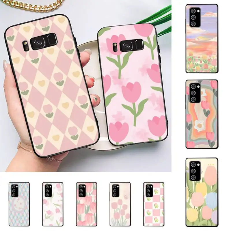 

FHNBLJ Tulip Flower Phone Case for Redmi 8 9 9A for Samsung J5 J6 Note9 for Huawei NOVA3E Mate20lite cover