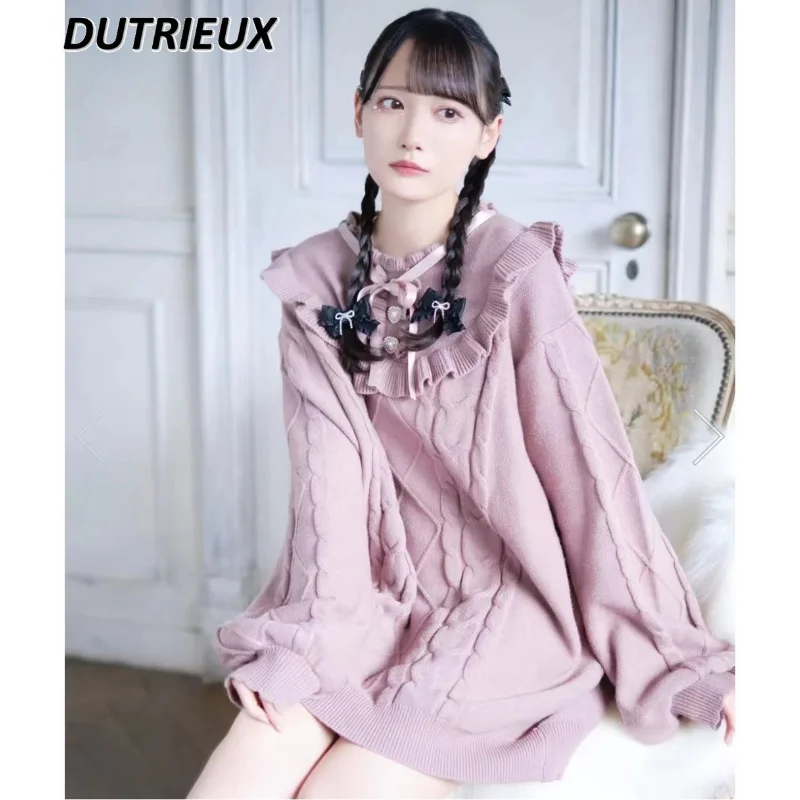 Fashion Knitted Sweater for Women Japanese Style Spring Autumn Pullover Sweater Sweet New Buckle Solid Color Knitted Top Female
Fashion Knitted Sweater for Women Japanese Style Spring Autumn Pullover Sweater Sweet New Buckle Solid Color Knitted Top Female
