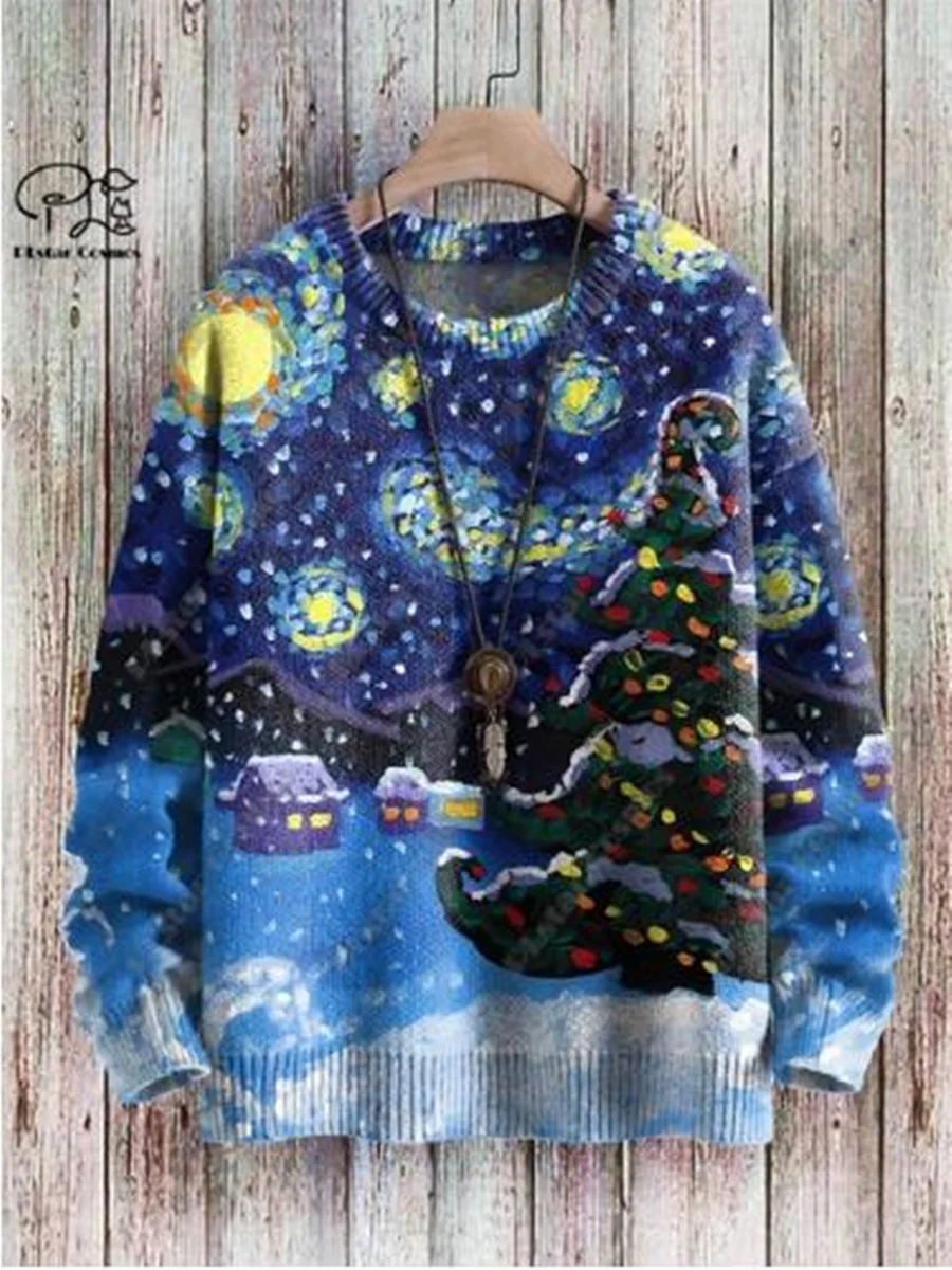 

Fashion 3D Printed Santa Claus Snowflake Christmas Tree Elk Art Print Authentic Ugly Sweater Winter Casual Unisex Sweater Y0003