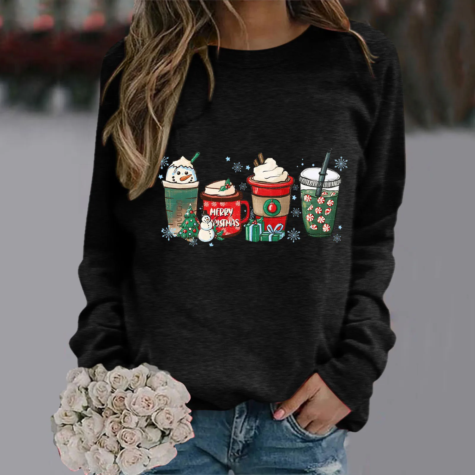 Womens Cute Print Pattern Casual Loose Solid Color Round Neck Top With Solid Color Long Sleeve Loose Round Neck Christmas
Womens Cute Print Pattern Casual Loose Solid Color Round Neck Top With Solid Color Long Sleeve Loose Round Neck Christmas