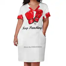 Breath And Keep Punching Loose Pocket Dress WomenS Printed Dresses V Neck Casual Dress New Design Breathe Breath Punch Punches