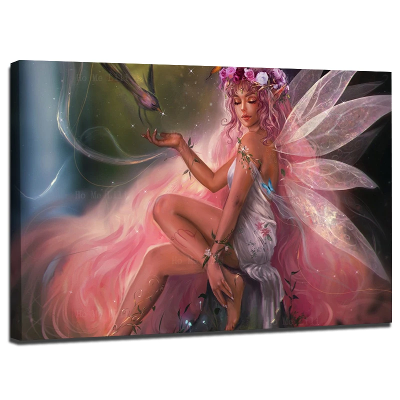 

Fantasy Fairy Beautiful Pink Hair Magic Elf Princess Bird Romantic Canvas Wall Art By Ho Me Lili For Livingroom Home Decor