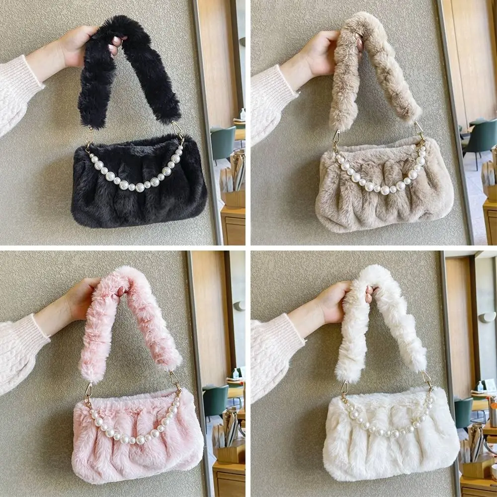 Soft Plush Shoulder Bags Fashion Pearl Chain Solid Color Underarm Bag Handle Bag Female
Soft Plush Shoulder Bags Fashion Pearl Chain Solid Color Underarm Bag Handle Bag Female