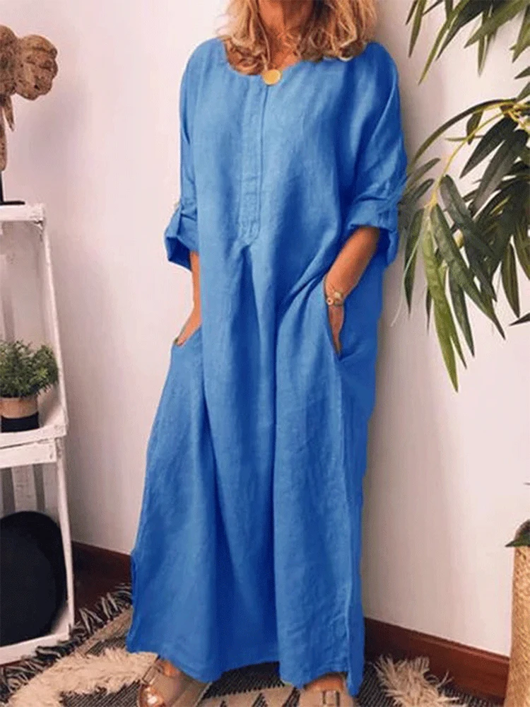 Casual Women's Solid Color Oversized Cotton Linen Long Dresses 2023 Spring Long Sleeve Pockets Vinatge Kaftan Dress
Casual Women's Solid Color Oversized Cotton Linen Long Dresses 2023 Spring Long Sleeve Pockets Vinatge Kaftan Dress