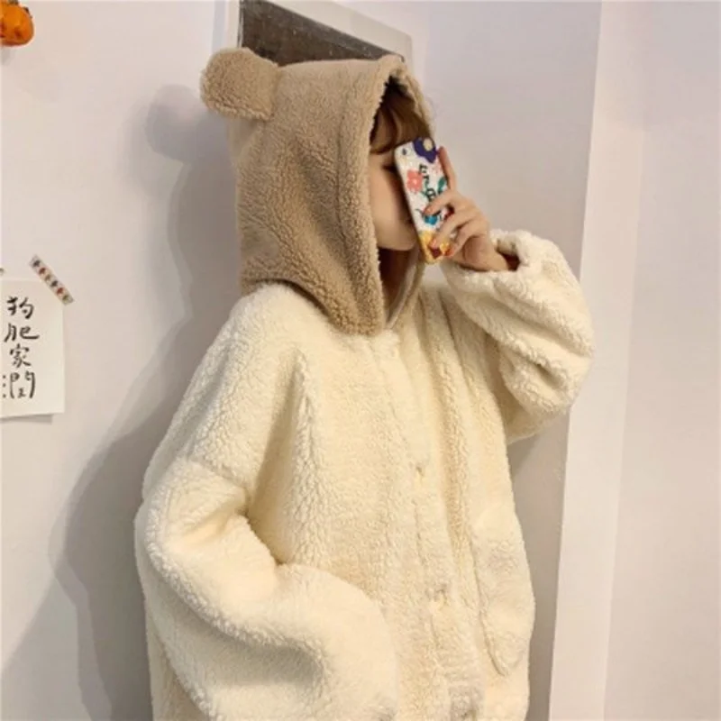 Deeptown Kawaii Harajuku Women Jacket Oversized Lambs Wool Jackets Fleece Preppy Style Hooded Thick Coats Winter Korean Fashion
Deeptown Kawaii Harajuku Women Jacket Oversized Lambs Wool Jackets Fleece Preppy Style Hooded Thick Coats Winter Korean Fashion