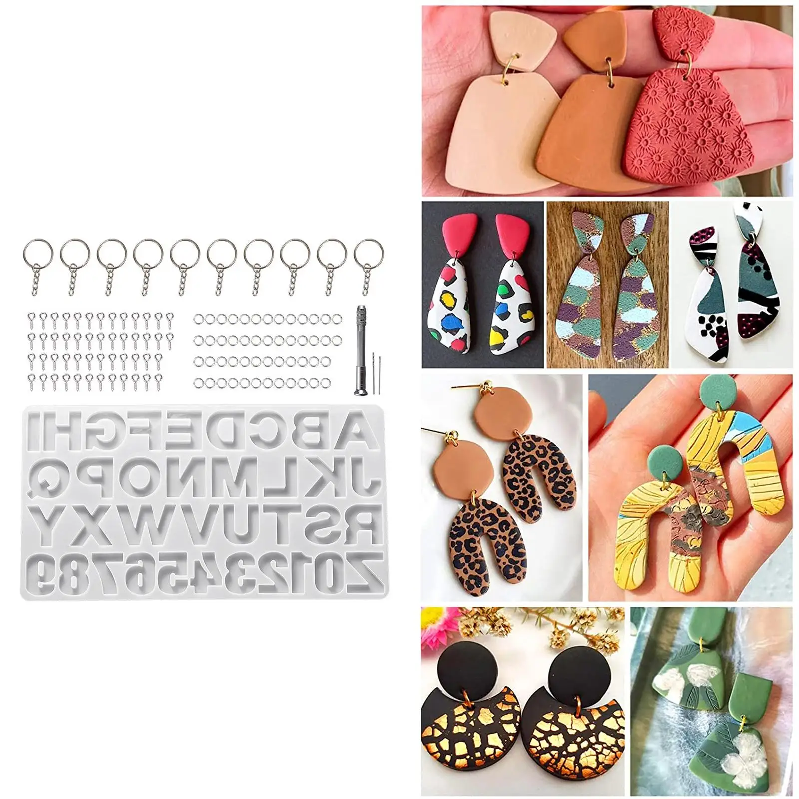Keychain Molds Kit Silicone Molds Resin Casting DIY Numbers Alphabet W/Drill Bits Pendant Screw Pins for Soap Clay Crafting Tags
Keychain Molds Kit Silicone Molds Resin Casting DIY Numbers Alphabet W/Drill Bits Pendant Screw Pins for Soap Clay Crafting Tags